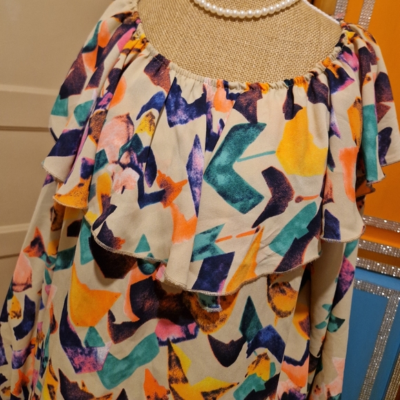 Vintage Retro Geometric Blouse Top Size 10 - Picture 3 of 4